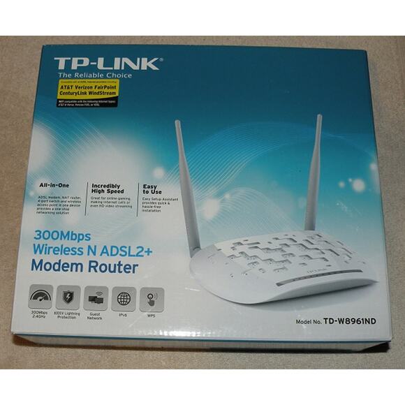 TP-LINK 300Mbps Wireless N ADSL2+ Modem Router Model No. TD-W8961ND - Picture 1 of 2